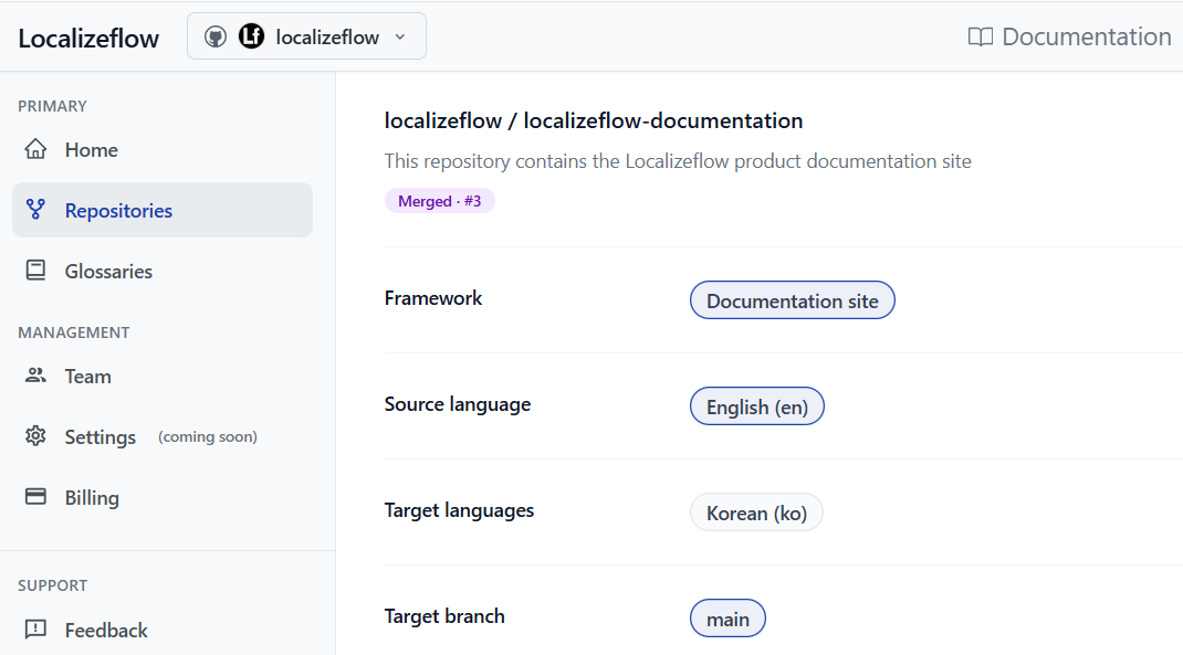 GitHub pull request showing updated translations via Localizeflow