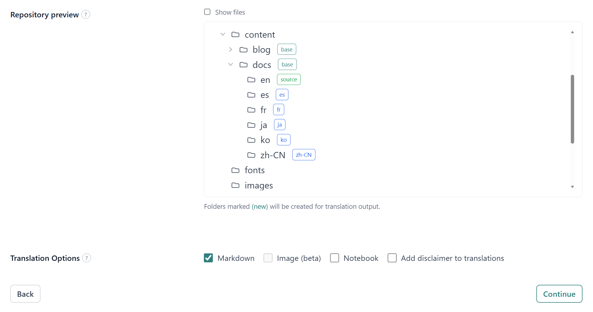 Step 2 β Preview detected translation groups