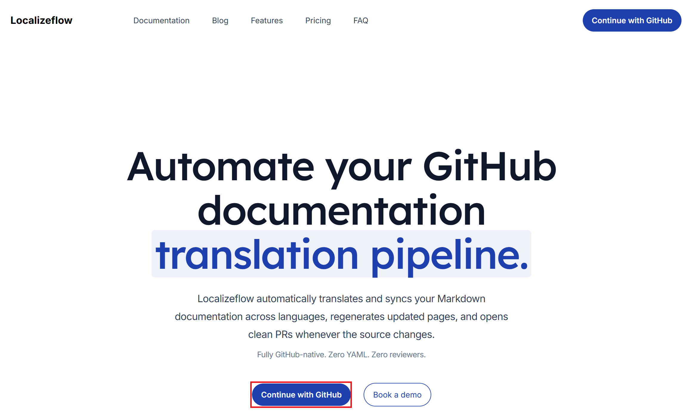 Select Continue with GitHub