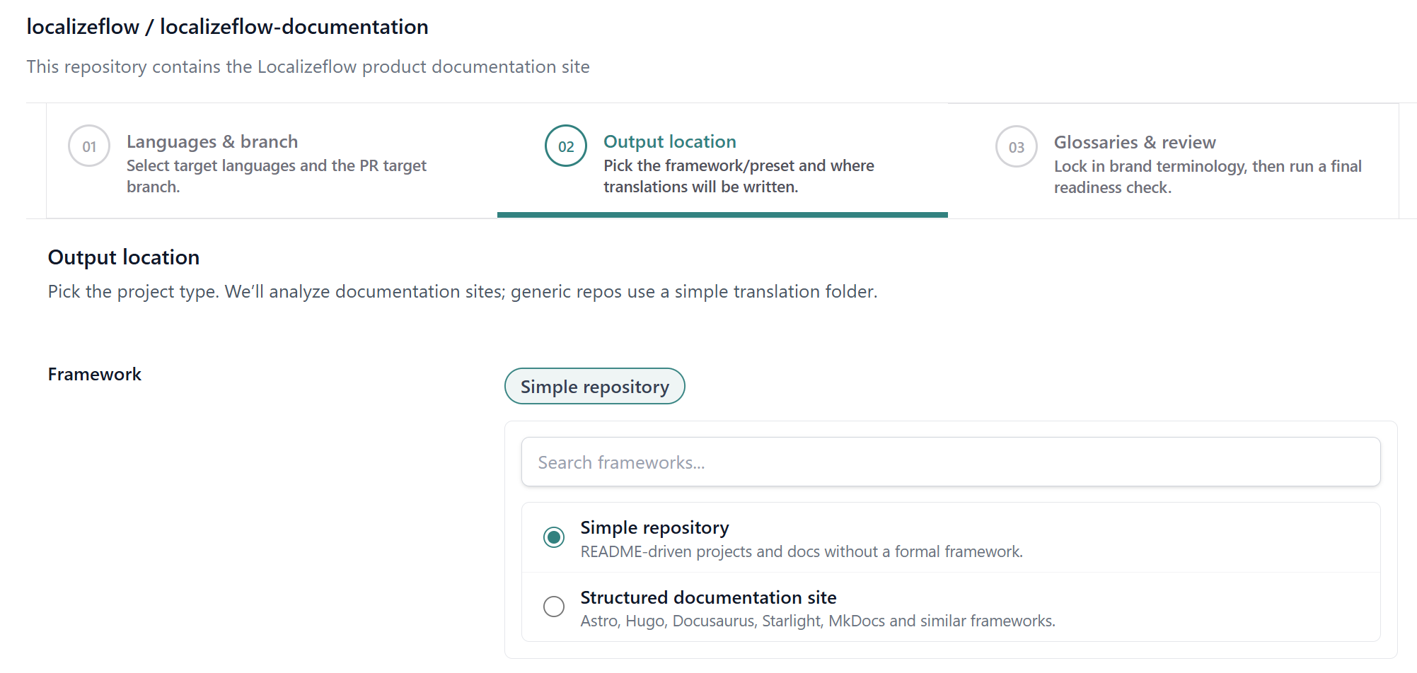 Step 2 – Select project type