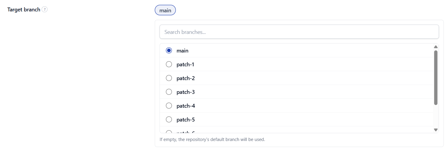 Select target branch