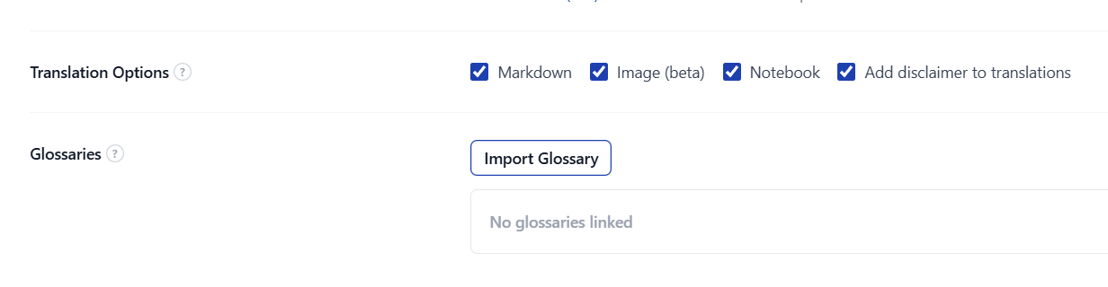 Select translation options